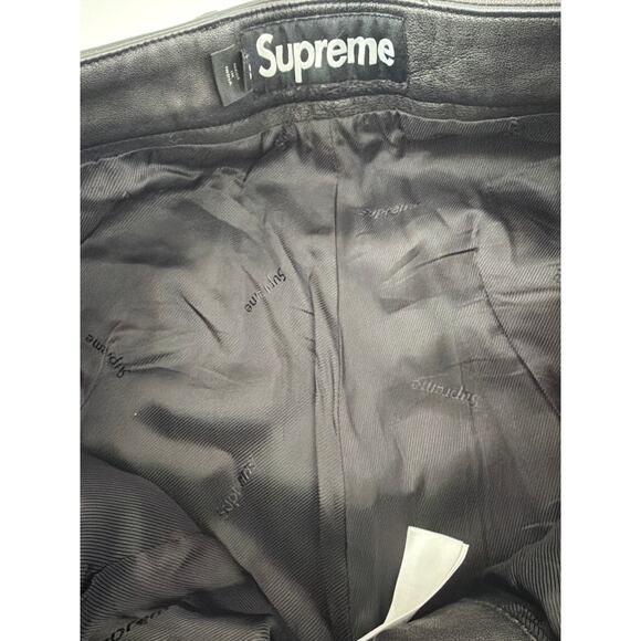 Supreme Men's Black Leather Straight Leg Trousers Size 32 - Picture 6 of 12